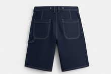 Load image into Gallery viewer, ZARA BAGGY FIT DENIM BERMUDA SHORTS WITH STITCHING Denim Blue