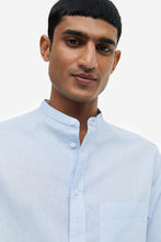 Load image into Gallery viewer, H&M Regular Fit Linen-blend Grandad Shirt Skyblue