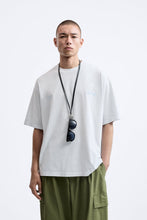 Load image into Gallery viewer, Zara T-SHIRT WITH EMBROIDERED SLOGAN Faded Skyblue