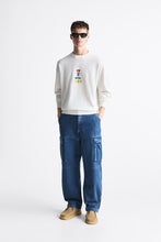 Load image into Gallery viewer, Zara KNIT SWEATSHIRT WITH SLOGAN Oyster White