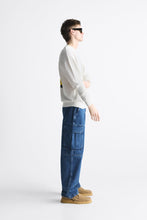 Load image into Gallery viewer, Zara KNIT SWEATSHIRT WITH SLOGAN Oyster White