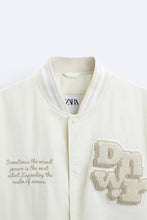 Load image into Gallery viewer, Zara BOMBER JACKET WITH PATCH Oyster White