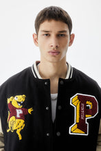 Load image into Gallery viewer, PULL&BEAR DENIM VARSITY BOMBER JACKET