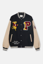 Load image into Gallery viewer, PULL&BEAR DENIM VARSITY BOMBER JACKET