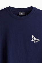 Load image into Gallery viewer, H&M Loose Fit Printed T Shirt Navy blue/Butterfly
