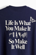Load image into Gallery viewer, H&M Loose Fit Printed T Shirt Navy blue/Butterfly