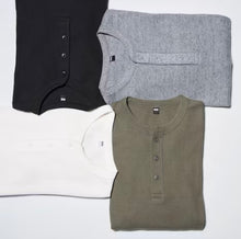 Load image into Gallery viewer, Uniqlo Waffle Henley Neck Long Sleeve T-Shirt