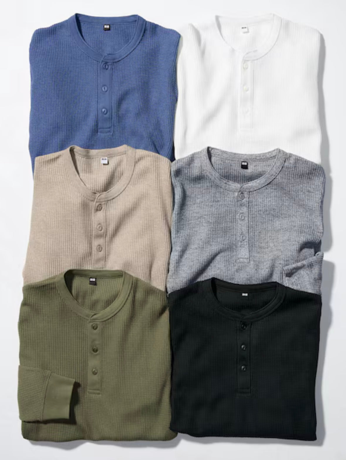 Uniqlo Waffle Henley Neck Long Sleeve T-Shirt – Prisma
