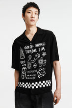 Load image into Gallery viewer, H&M Loose Fit Printed resort shirt Black