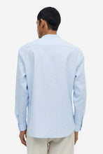 Load image into Gallery viewer, H&M Regular Fit Linen-blend Grandad Shirt Skyblue