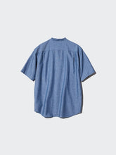 Load image into Gallery viewer, Uniqlo Cotton Linen Stand Collar Shirt | Short Sleeve, Striped