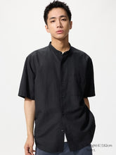 Load image into Gallery viewer, Uniqlo Cotton Linen Stand Collar Shirt | Short Sleeve, Striped
