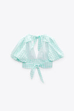 Load image into Gallery viewer, Zara Textured Gingham Top Turquoise