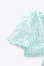Load image into Gallery viewer, Zara Textured Gingham Top Turquoise
