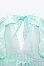 Load image into Gallery viewer, Zara Textured Gingham Top Turquoise