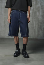 Load image into Gallery viewer, ZARA BAGGY FIT DENIM BERMUDA SHORTS WITH STITCHING Black
