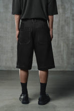 Load image into Gallery viewer, ZARA BAGGY FIT DENIM BERMUDA SHORTS WITH STITCHING Black
