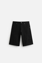 Load image into Gallery viewer, ZARA BAGGY FIT DENIM BERMUDA SHORTS WITH STITCHING Black
