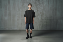 Load image into Gallery viewer, ZARA BAGGY FIT DENIM BERMUDA SHORTS WITH STITCHING Denim Blue
