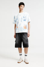Load image into Gallery viewer, Loose Fit Printed T-shirt (Blue/Tie-dye)
