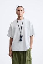 Load image into Gallery viewer, Zara T-SHIRT WITH EMBROIDERED SLOGAN Faded Skyblue
