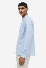 Load image into Gallery viewer, H&amp;M Regular Fit Linen-blend Grandad Shirt Skyblue
