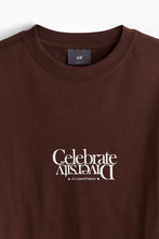 Load image into Gallery viewer, H&amp;M Loose Fit Printed T-shirt Brown/Celebrate Diversity
