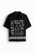 H&M Loose Fit Printed resort shirt Black