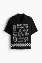 Load image into Gallery viewer, H&amp;M Loose Fit Printed resort shirt Black
