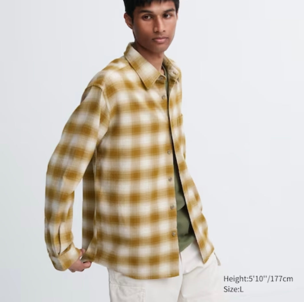 Uniqlo Flannel Long Sleeve Shirt Yellow