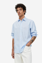 Load image into Gallery viewer, H&amp;M Regular Fit Linen Blend Shirt Skyblue

