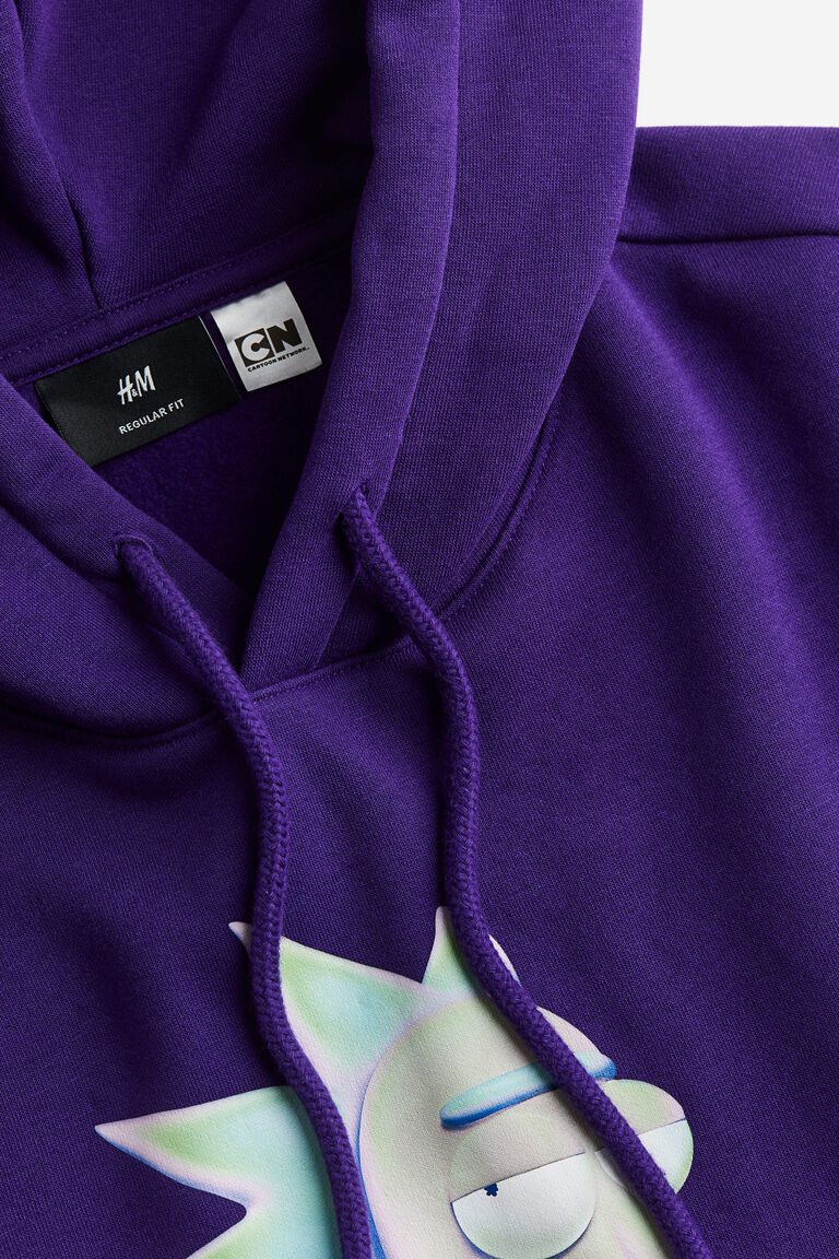 H&M Regular Fit Hoodie Dark purple/Rick and Morty