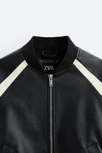 Load image into Gallery viewer, Zara CONTRAST LEATHER EFFECT BOMBER JACKET

