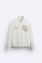 Load image into Gallery viewer, Zara BOMBER JACKET WITH PATCH Oyster White
