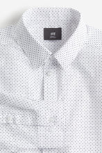 Load image into Gallery viewer, H&amp;M Slim Fit Easy-iron shirt White/Black spotted
