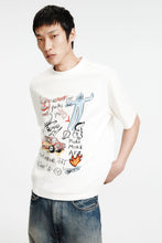 Load image into Gallery viewer, H&amp;M Loose Fit Printed T-shirt (White/Youth Race)

