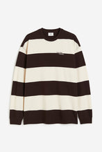 Load image into Gallery viewer, H&amp;M Loose Fit Jersey Top Brown/Cream striped
