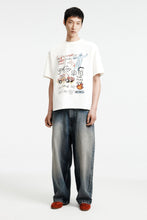 Load image into Gallery viewer, H&amp;M Loose Fit Printed T-shirt (White/Youth Race)
