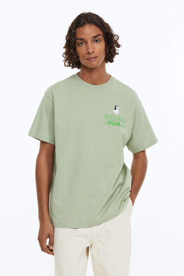 H&M Relaxed Fit T Shirt Sage green/Natural Expearience