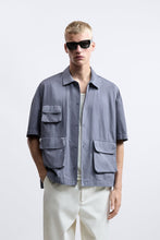 Load image into Gallery viewer, Zara UTILITY SHIRT WITH POCKETS Blue Steel
