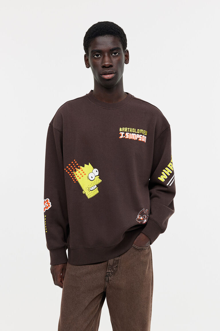 H&M Relaxed Fit Sweatshirt Dark brown/The Simpsons