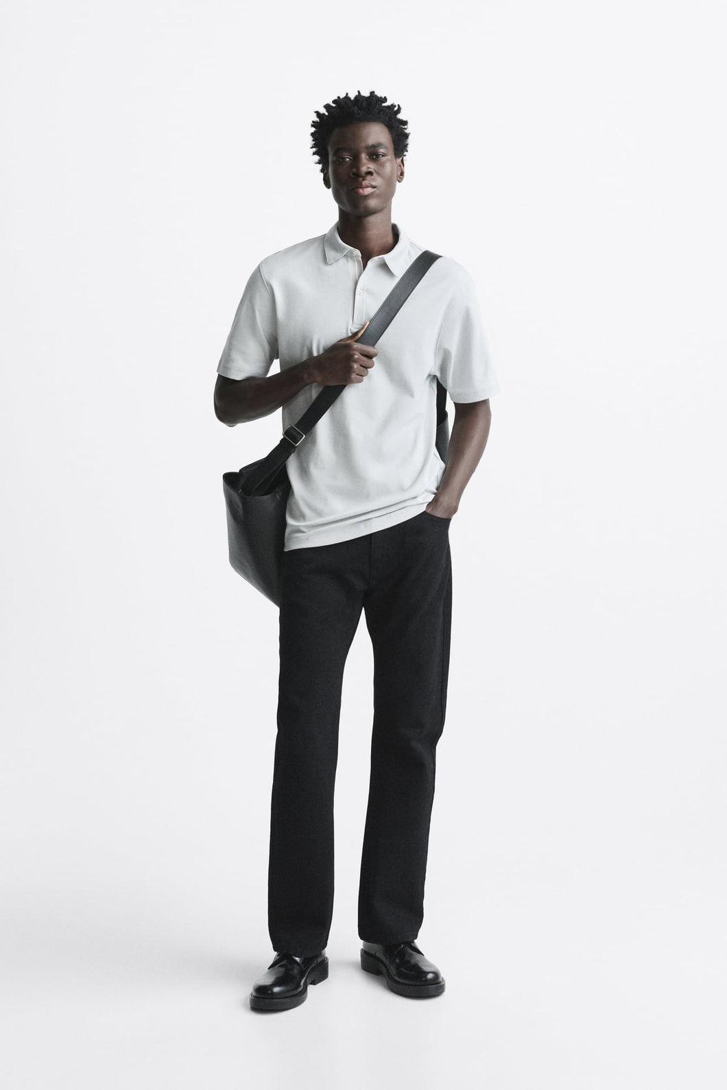 Zara Mercerized Polo Shirt Gray
