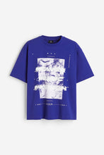 Load image into Gallery viewer, H&amp;M Oversized Fit Printed T-shirt Blue/Power Music Passion
