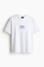 Load image into Gallery viewer, H&amp;M Loose Fit Printed T Shirt White/Celestial Blues
