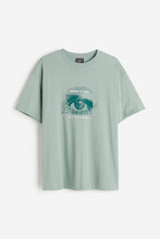 Load image into Gallery viewer, H&amp;M Loose Fit Printed T Shirt Green/Eye

