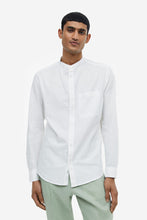 Load image into Gallery viewer, H&amp;M Regular Fit Linen-blend Grandad Shirt White
