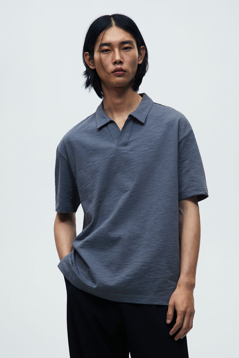 H&M Relaxed Fit Polo shirt Steel blue