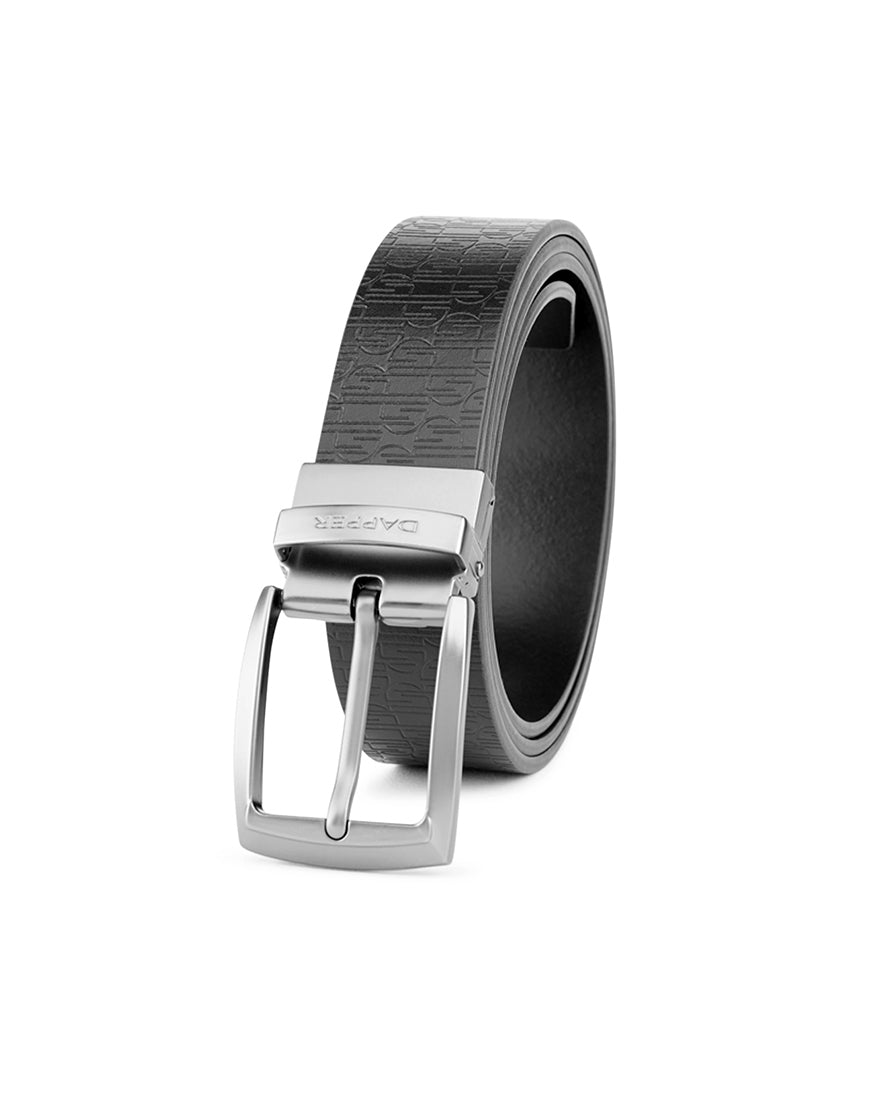 Dapper DP Monogram Reversible Pin Buckle Belt – Black