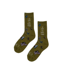 Load image into Gallery viewer, I WISH YOU WERE HERE GREEN BUTTERFLIES SOCK
