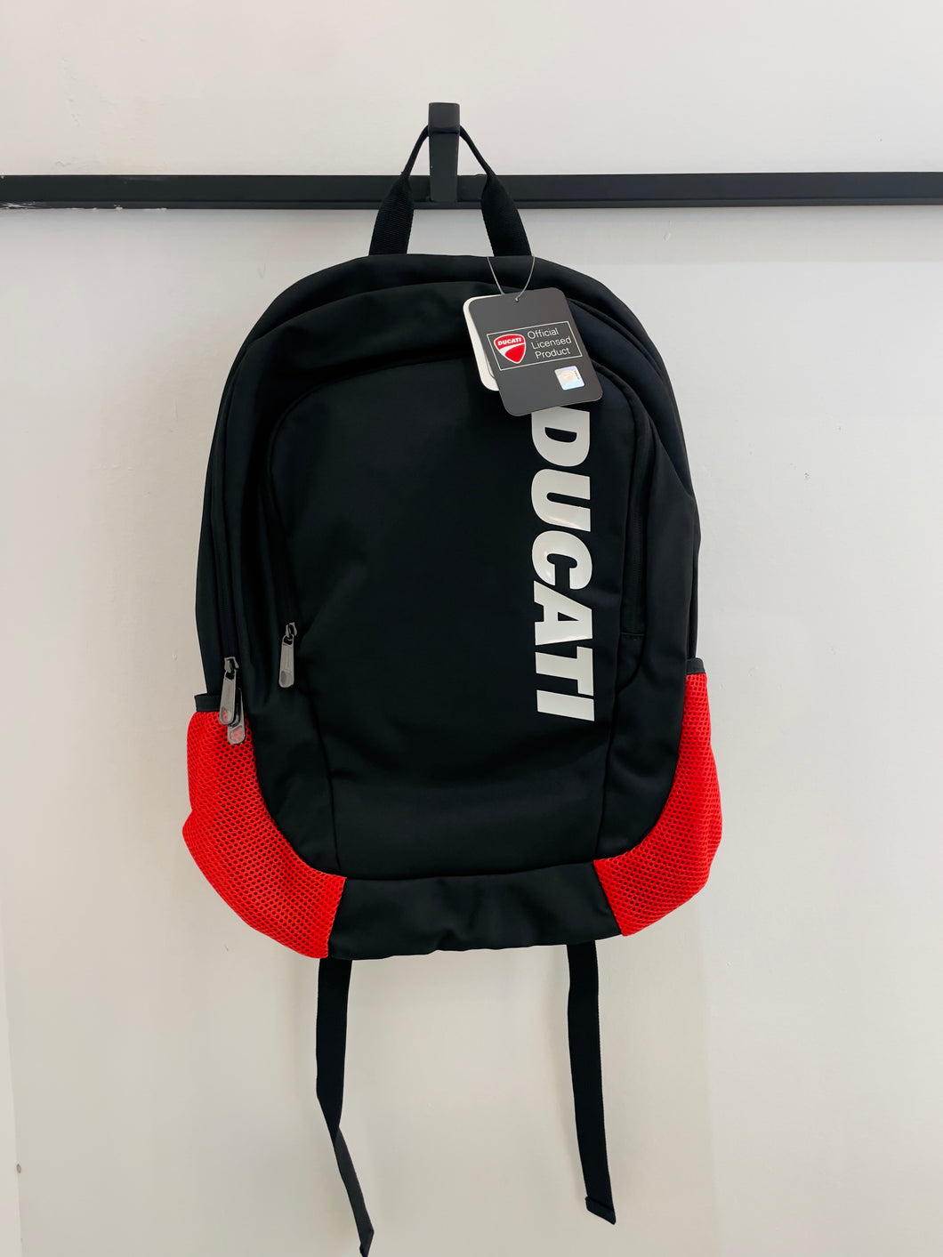 Ducati Logo Backpack with Red Side Bag